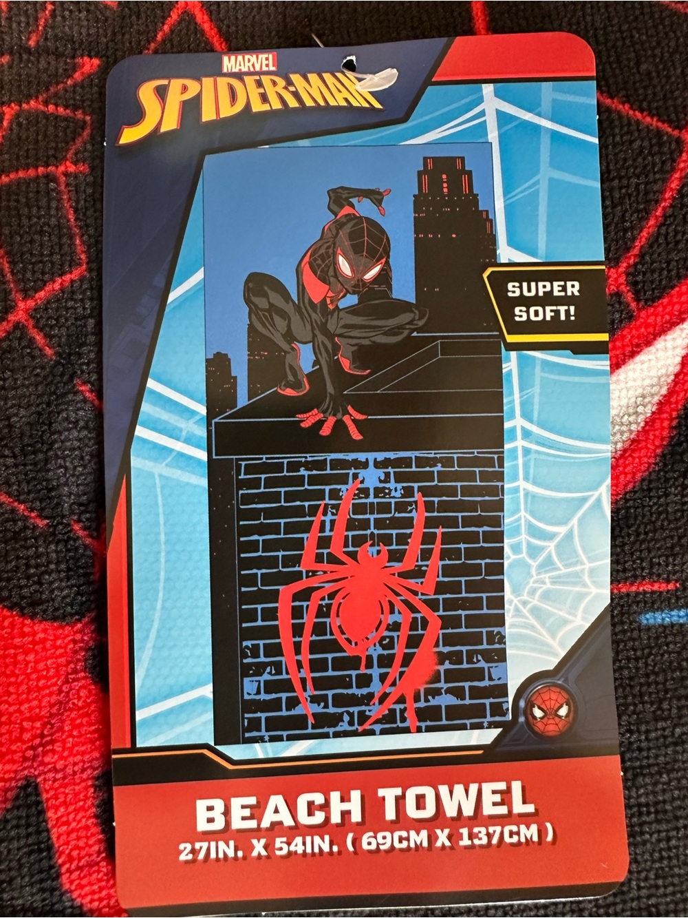 Marvel Spider-Man Miles Morales Towel - Black, Red, Blue